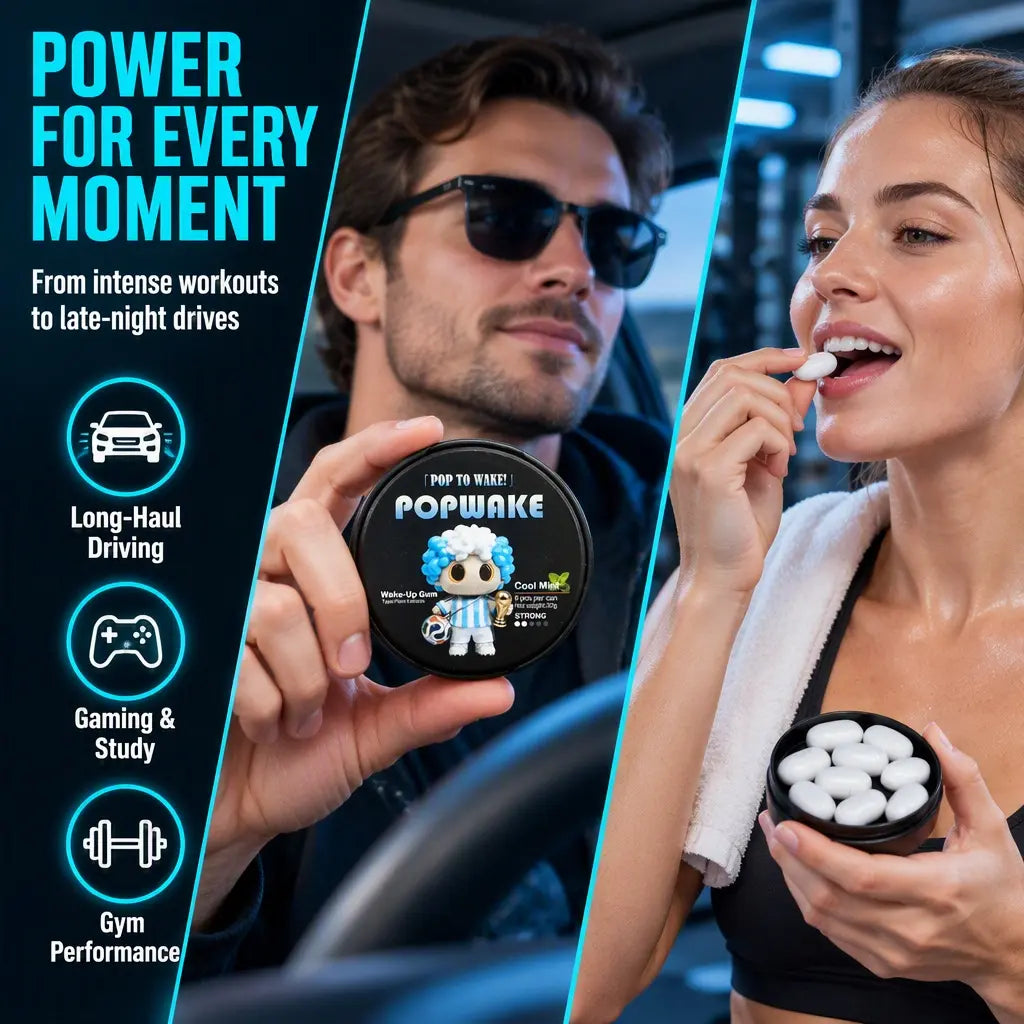 POPWAKE Energy Gum | with It, You'Ll Ditch Energy Drinks & Coffee | 6-Second Kick | 4-Hour Zone | Energy Drink Alternative | Ice-Cold & Chews 30 Min