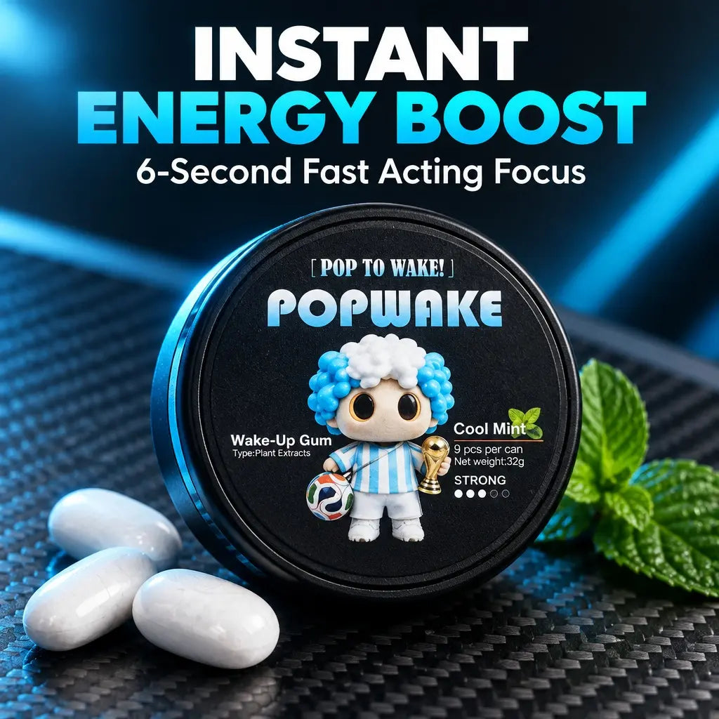 POPWAKE Energy Gum | with It, You'Ll Ditch Energy Drinks & Coffee | 6-Second Kick | 4-Hour Zone | Energy Drink Alternative | Ice-Cold & Chews 30 Min