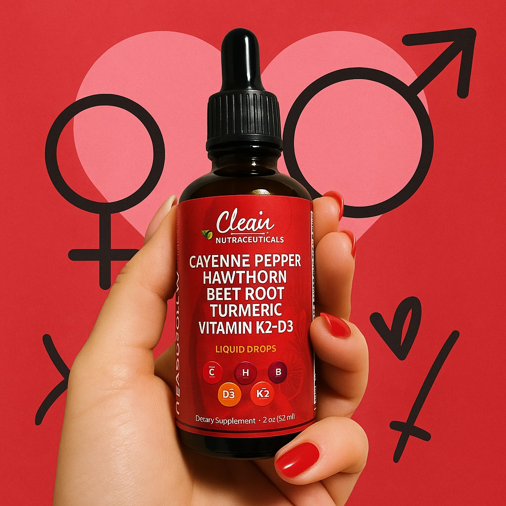 Frasco de Vascu Glow sostenido en la mano, con símbolos masculino y femenino